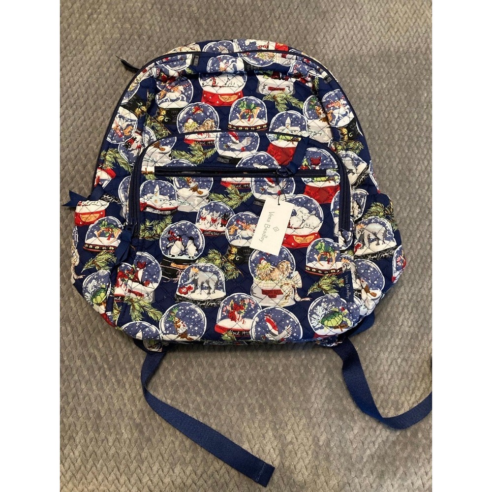 NWT Womens Cotton Campus Backpack by Vera Bradley - Snow Globes